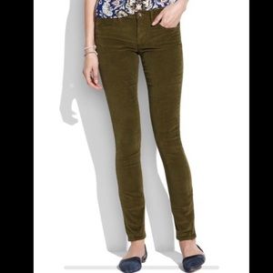 Madewell skinny green corduroy pants